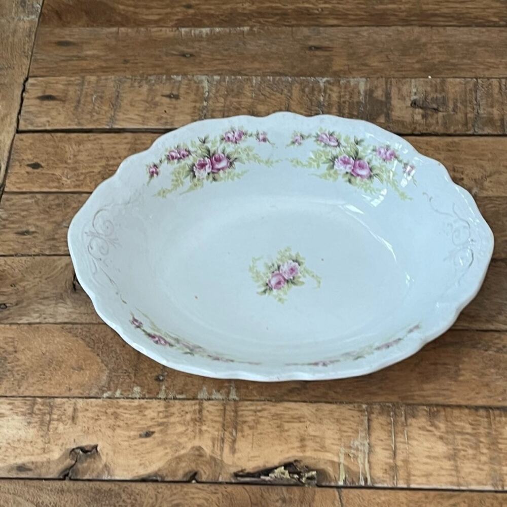 Johnson Brothers England Oval Serving Platter 9.5" Pink Rose Floral Patent 1902